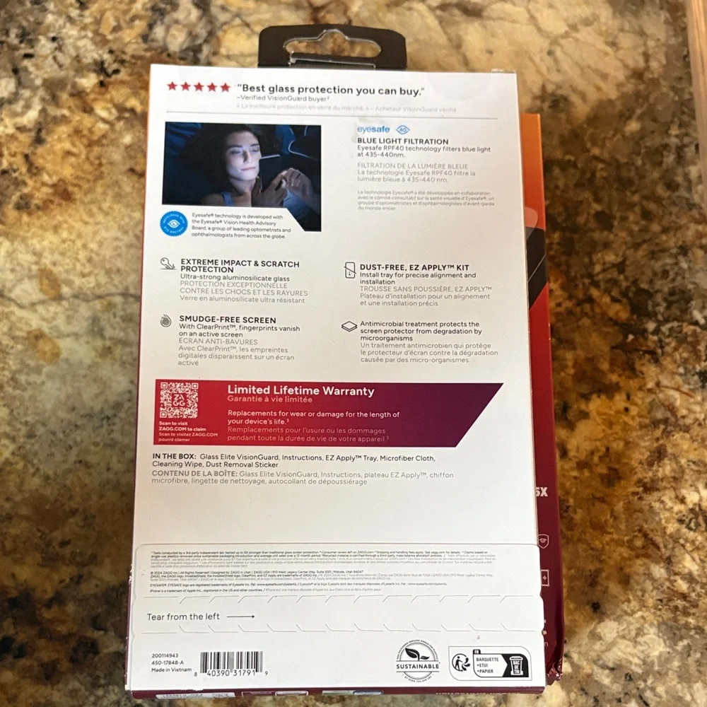 Zagg InvisibleShield Blue Light Screen Protector for iPhone 16 Plus and 15 plus